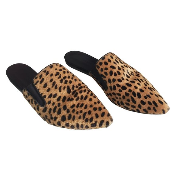 Jenni Kayne Shoes - Jenni Kayne Cheetah Print Pony Hair Mules Pointed Toe Slides 39 with Box Dustbag